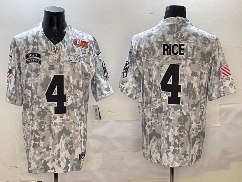 Men Kansas City Chiefs #4 Rice Camo 2025 Nike Salute to Service Limited NFL Jersey style 3